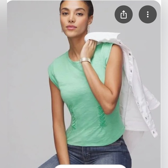 White House Black Market Tops - White House Black Market Green Fitted Ruched Muscle Tee